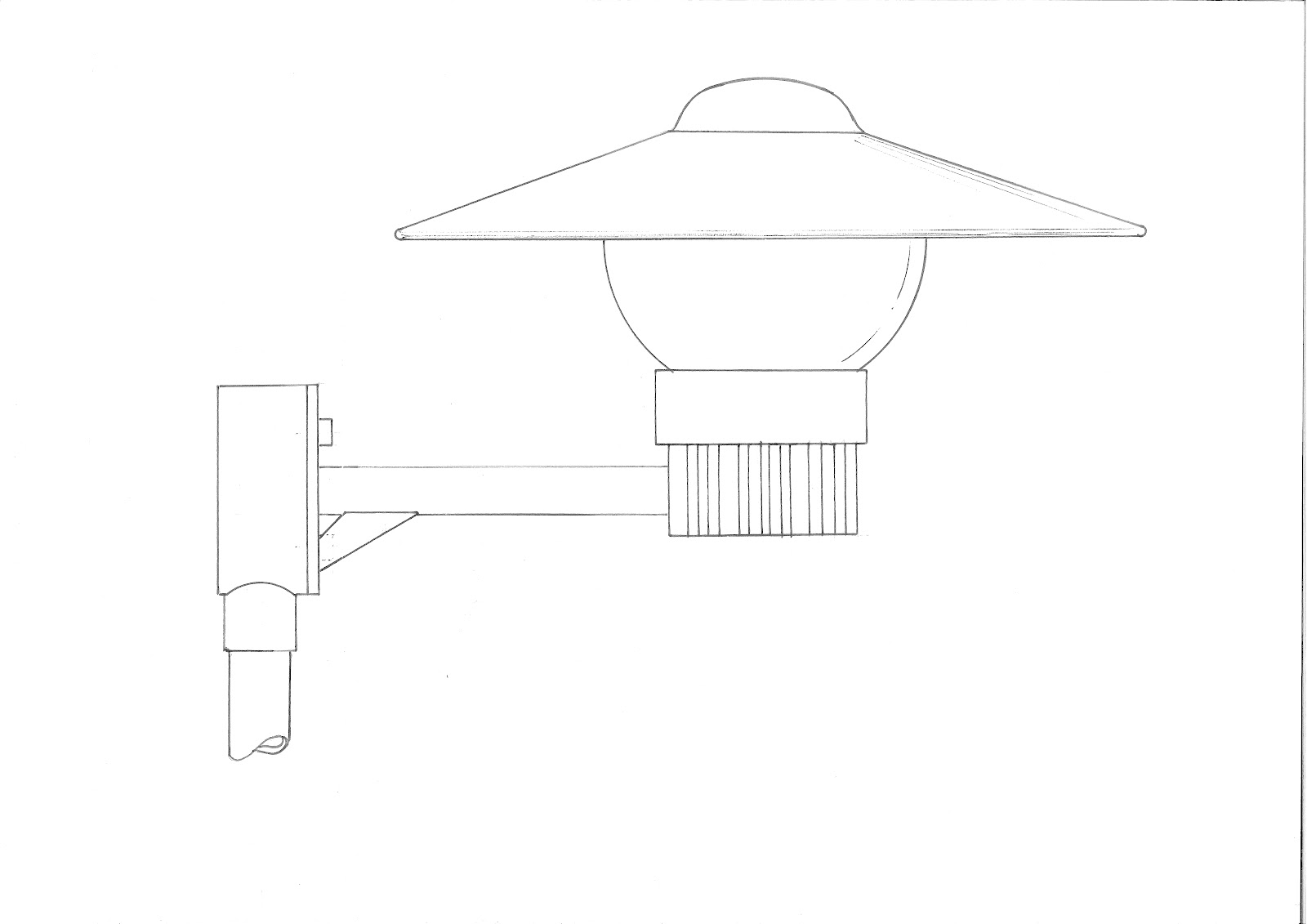 Morph - tubular Wall with Stem, Globe glass & Shade - Morph-TW+S-GG-SBS